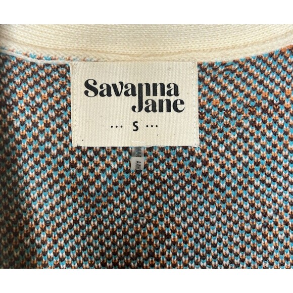 SAVANNA JANE Let's Get It Cream Open Front Knit Aztec Cardigan Sweater Boho S - Picture 8 of 10